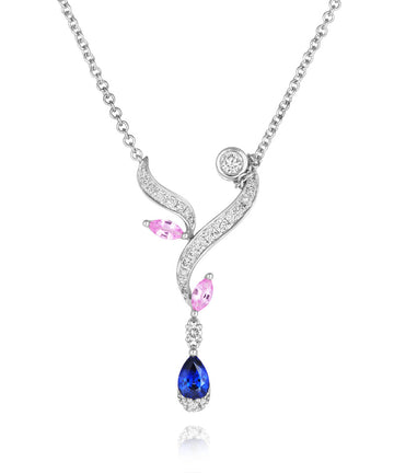 Sapphire, Pink Sapphire and Diamond Necklace
