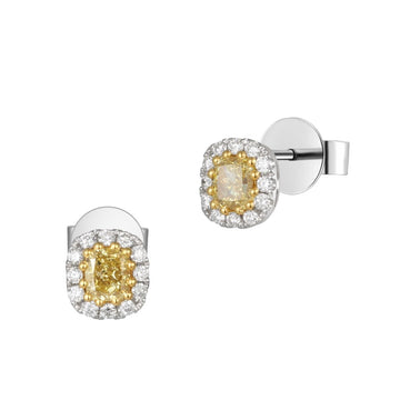 Yellow Diamond and Diamond Earrings