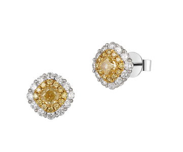 Yellow Diamond and Diamond Earrings