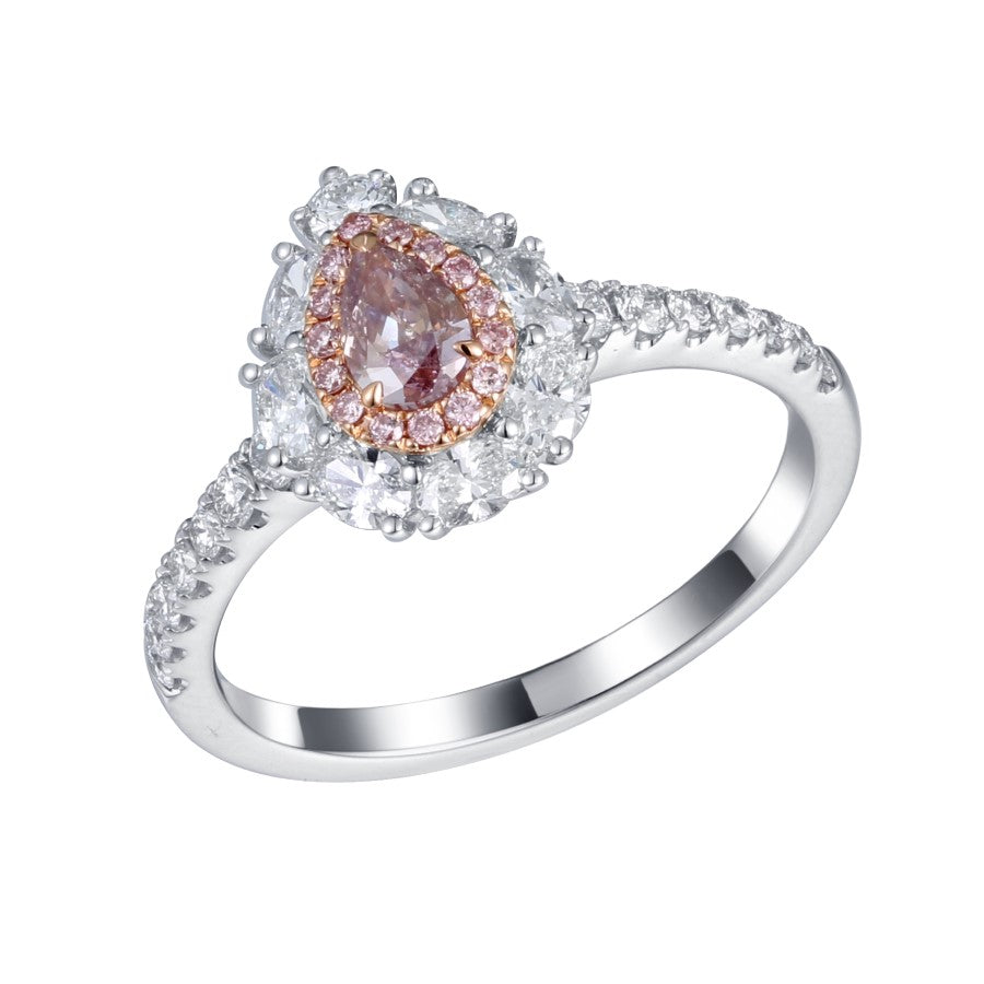 Pink Diamond and Diamond Ring