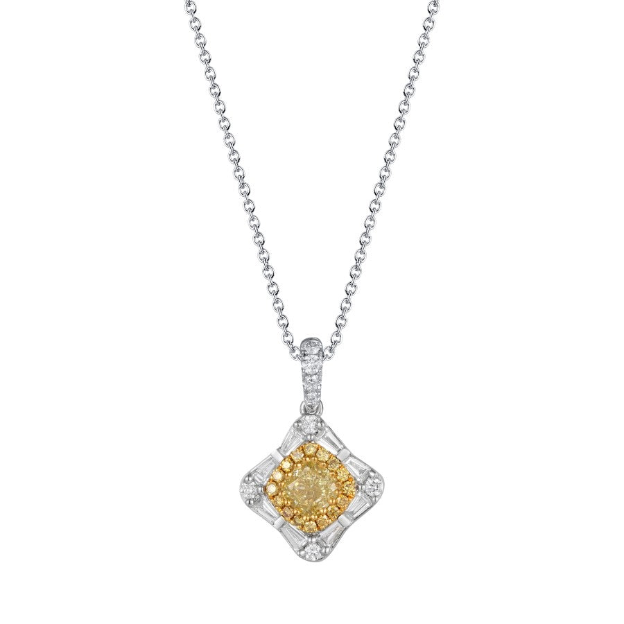 Yellow Diamond and Diamond Pendant