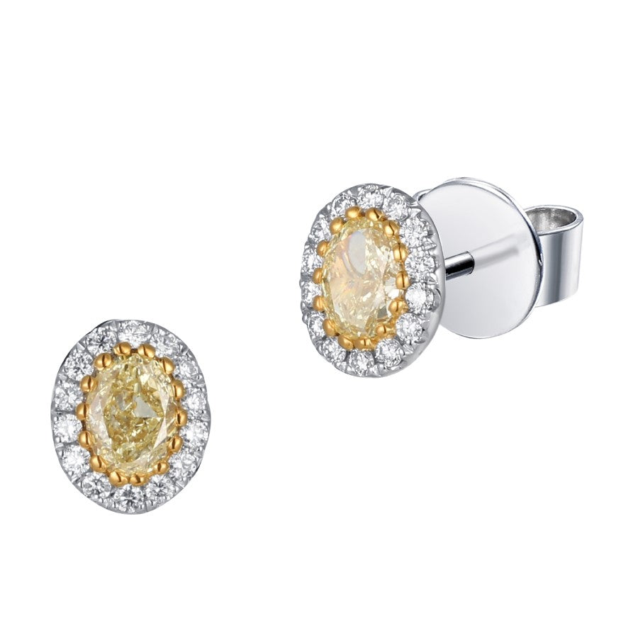 Yellow Diamond and Diamond Earrings