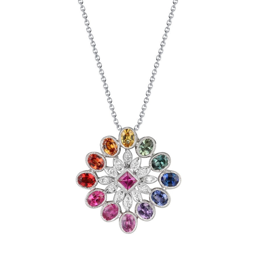 Fancy Sapphire and Diamond Pendant