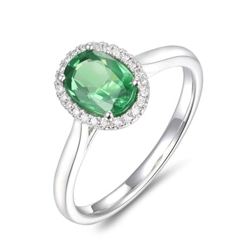 Tsavorite Garnet and Diamond Ring