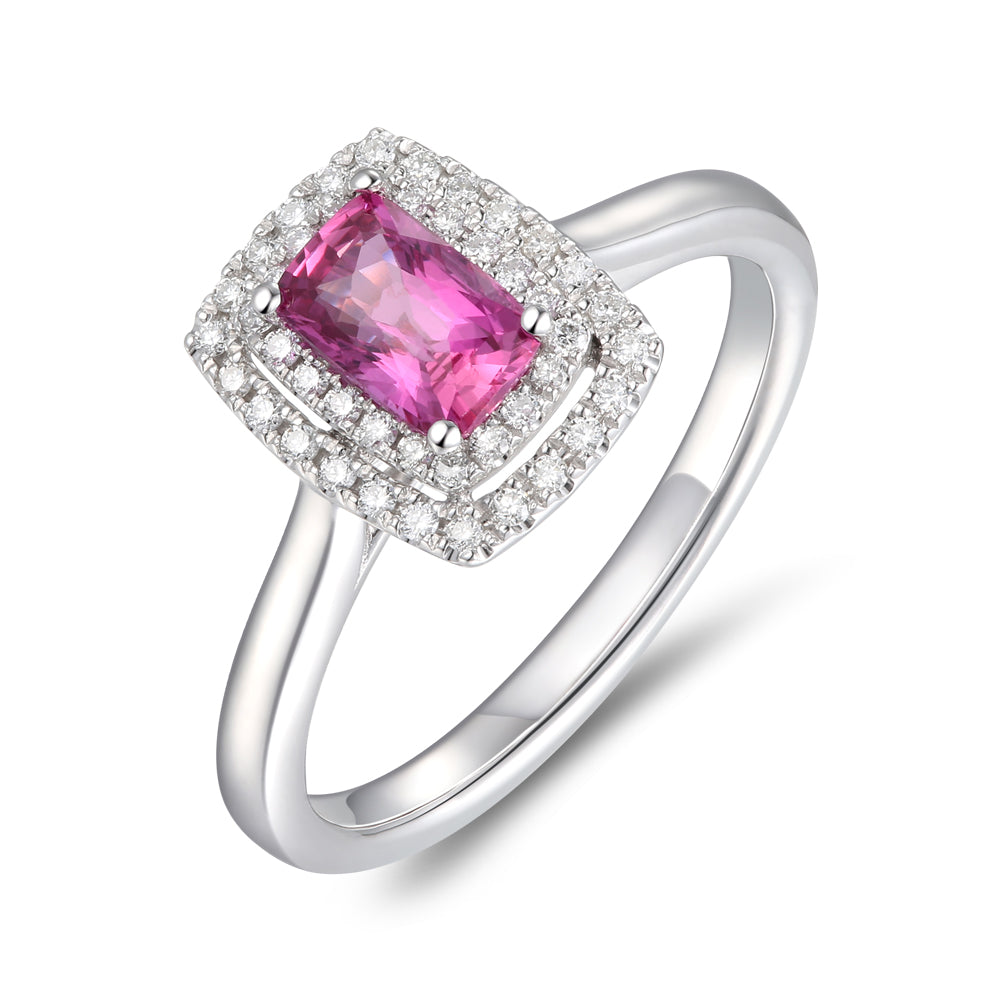 Pink Sapphire and Diamond Ring