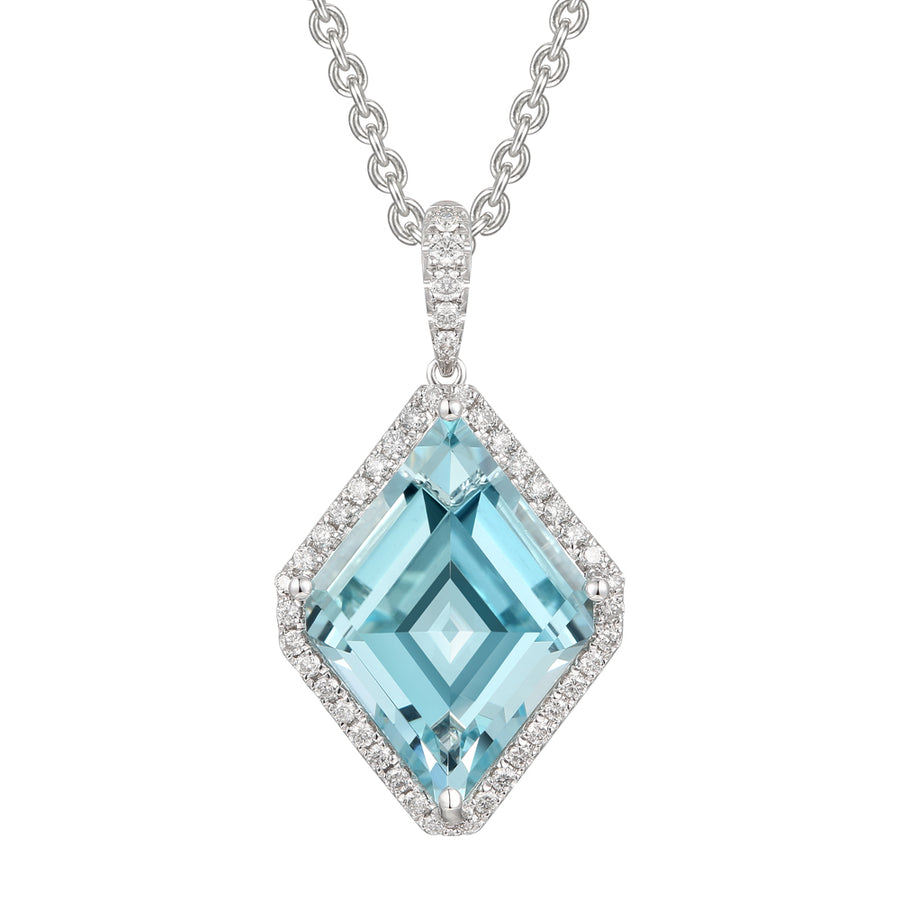 Aquamarine and Diamond Pendant