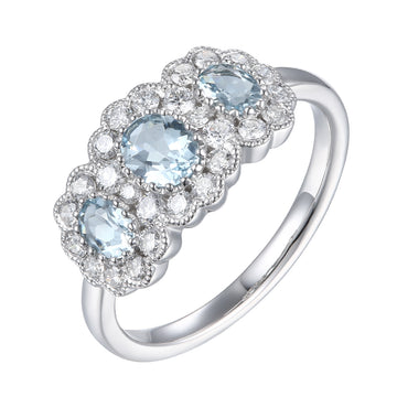 Aquamarine and Diamond Ring