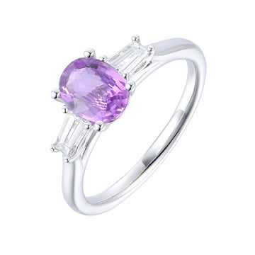 Lilac Sapphire and Diamond Ring