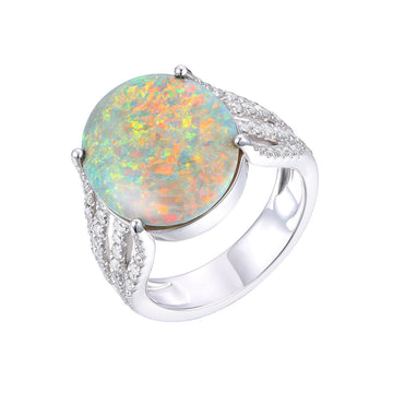 Black Opal and Diamond Ring