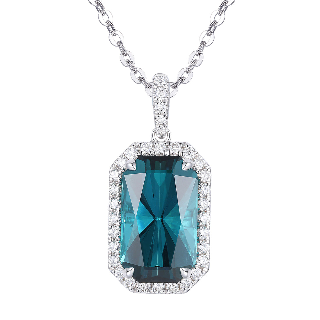 Green Tourmaline and Diamond Pendant