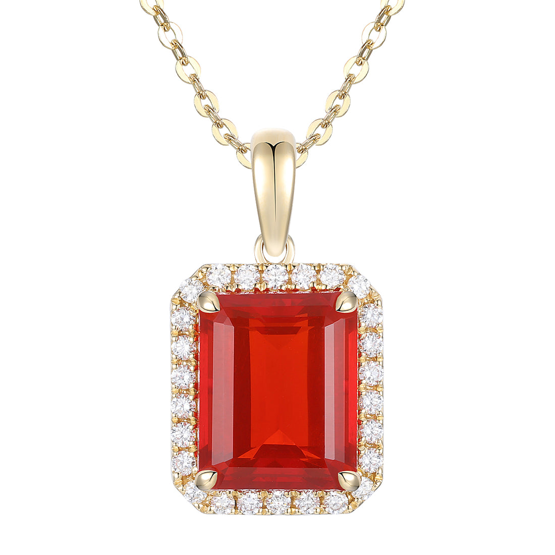 Fire Opal and Diamond Pendant