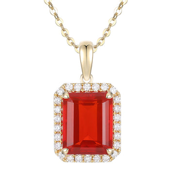 Fire Opal and Diamond Pendant