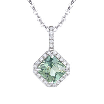 Green Sapphire and Diamond Pendant