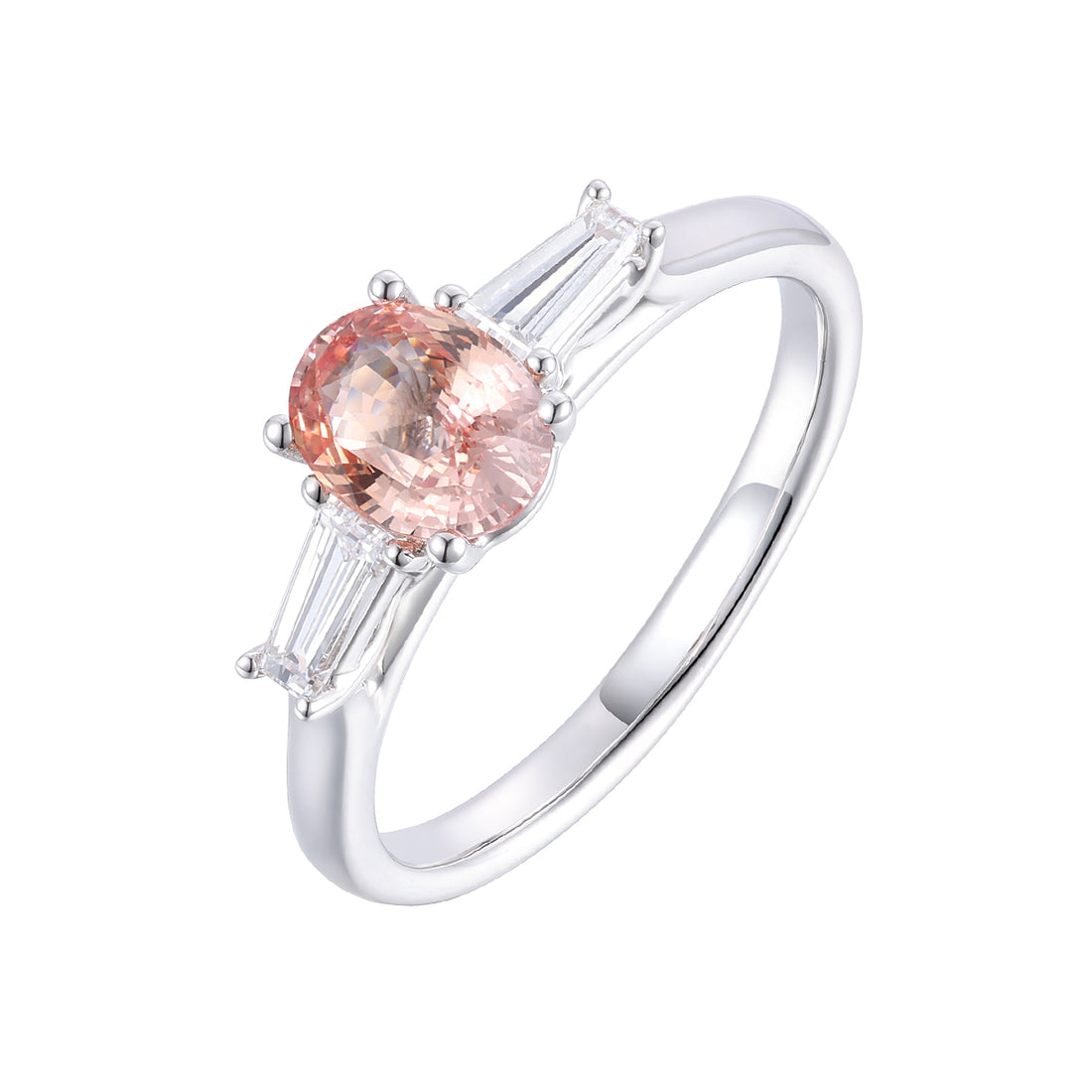 Padparascha Sapphire and Diamond Ring