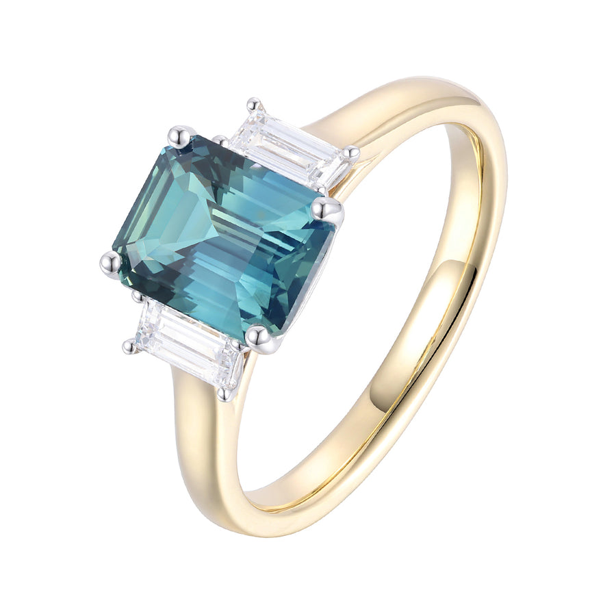Green Sapphire and Diamond Ring