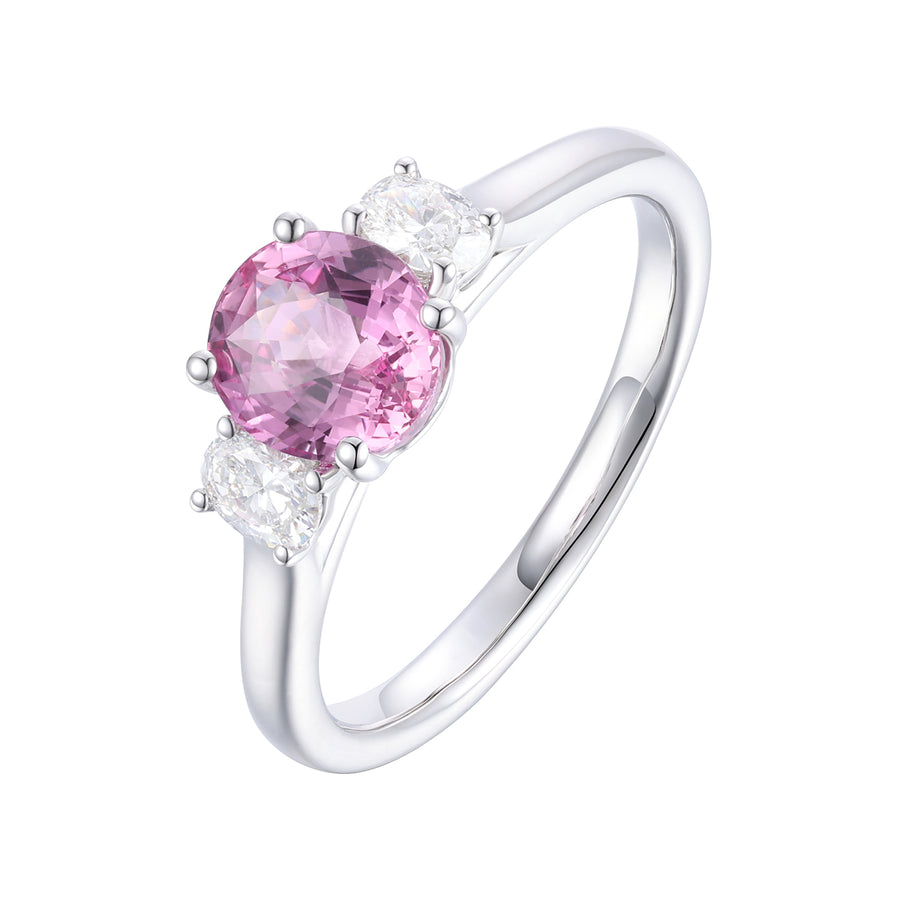 Padparascha Sapphire and Diamond Ring