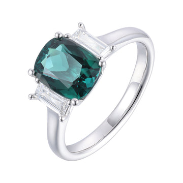 Green Tourmaline and Diamond Ring