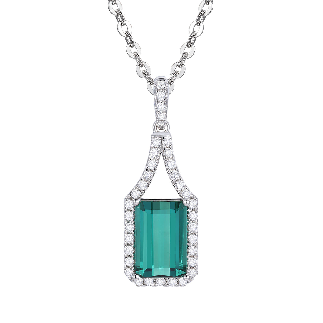 Blue Tourmaline and Diamond Pendant
