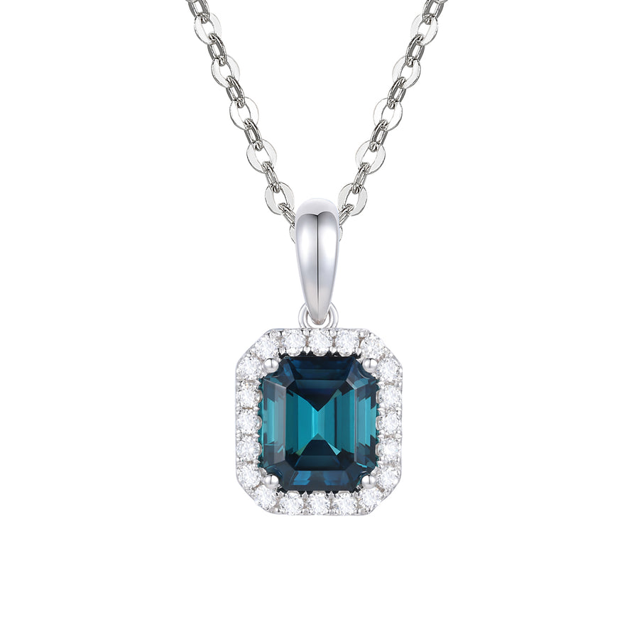 Indicolite and Diamond Pendant