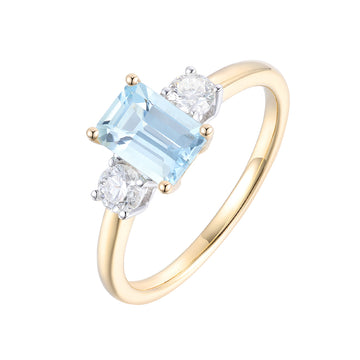 Aquamarine and Diamond Ring