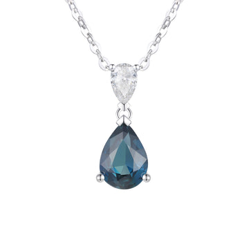 Teal Sapphire and Diamond Necklace