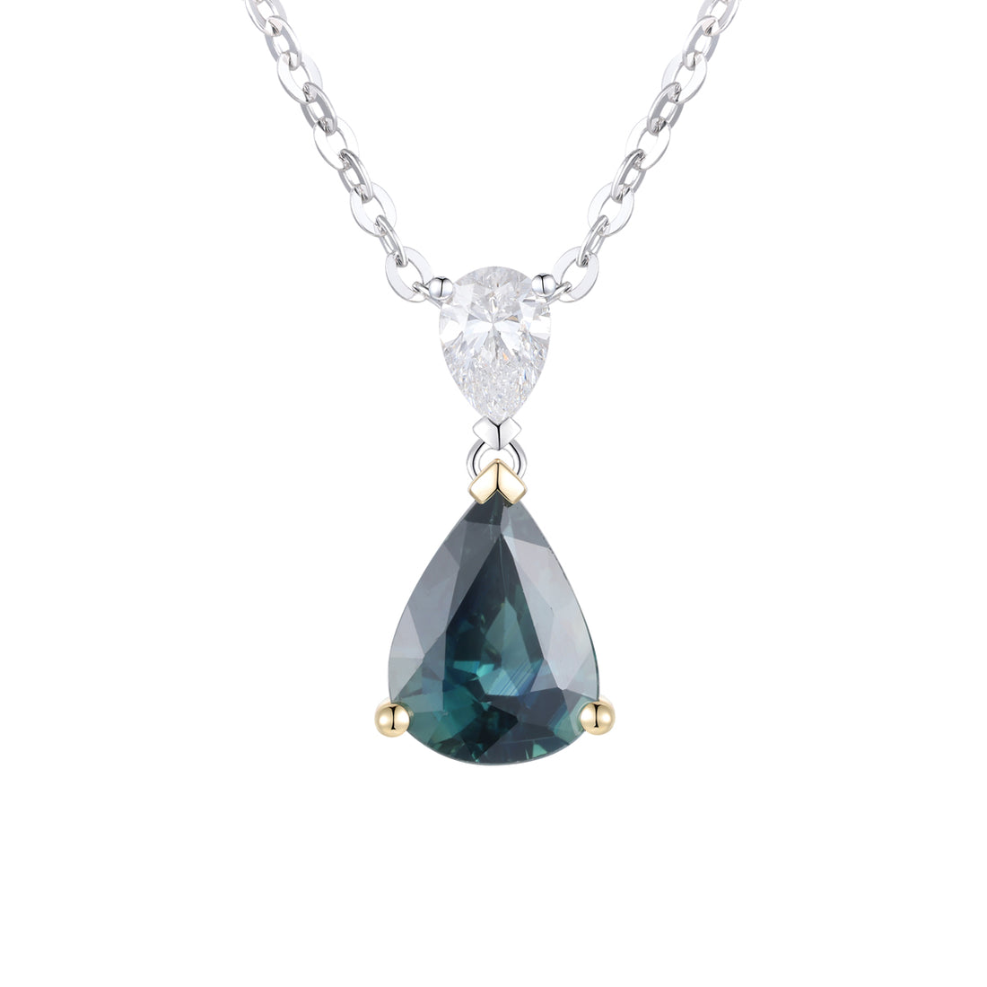 Teal Sapphire and Diamond Pendant