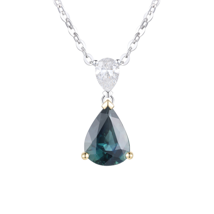 Teal Sapphire and Diamond Pendant