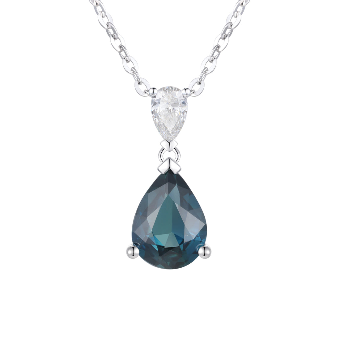 Teal Sapphire and Diamond Pendant