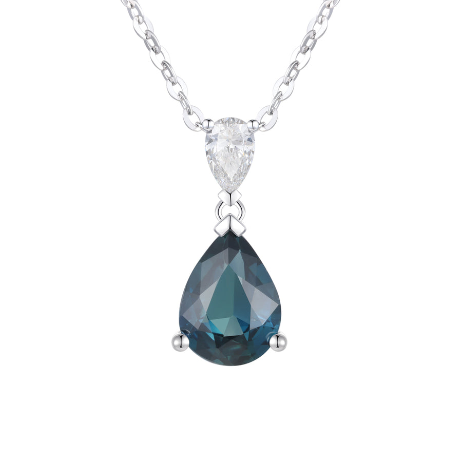 Teal Sapphire and Diamond Pendant