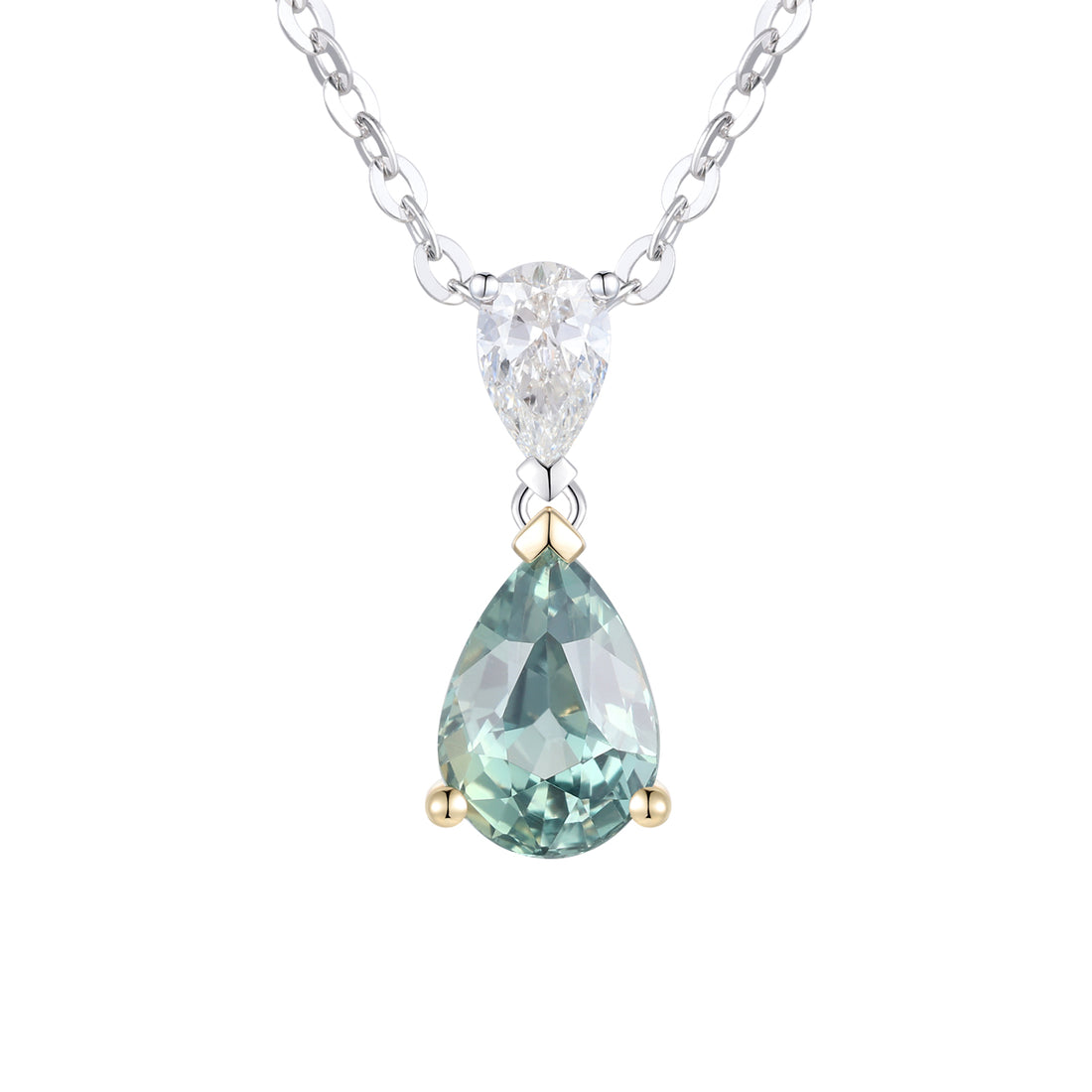 Green Sapphire and Diamond Pendant