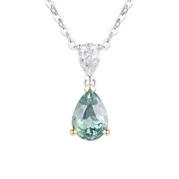 Green Sapphire and Diamond Pendant