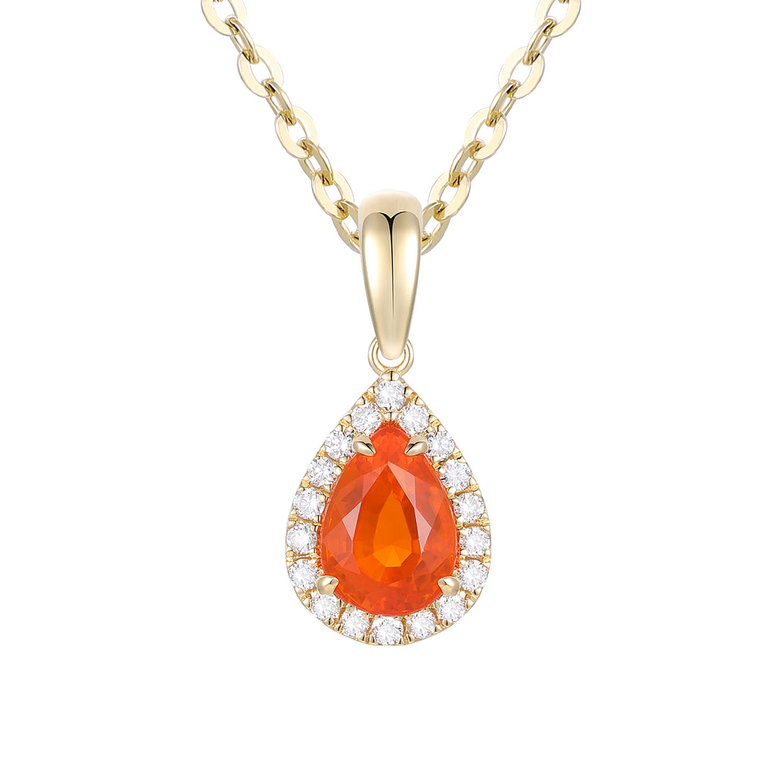 Fire Opal and Diamond Pendant