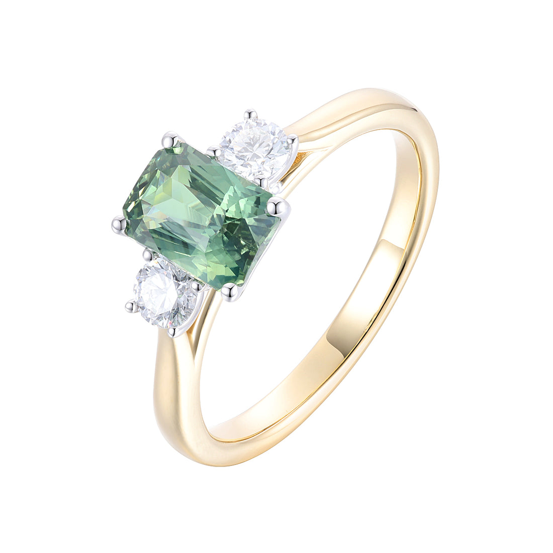 Green Sapphire and Diamond Ring