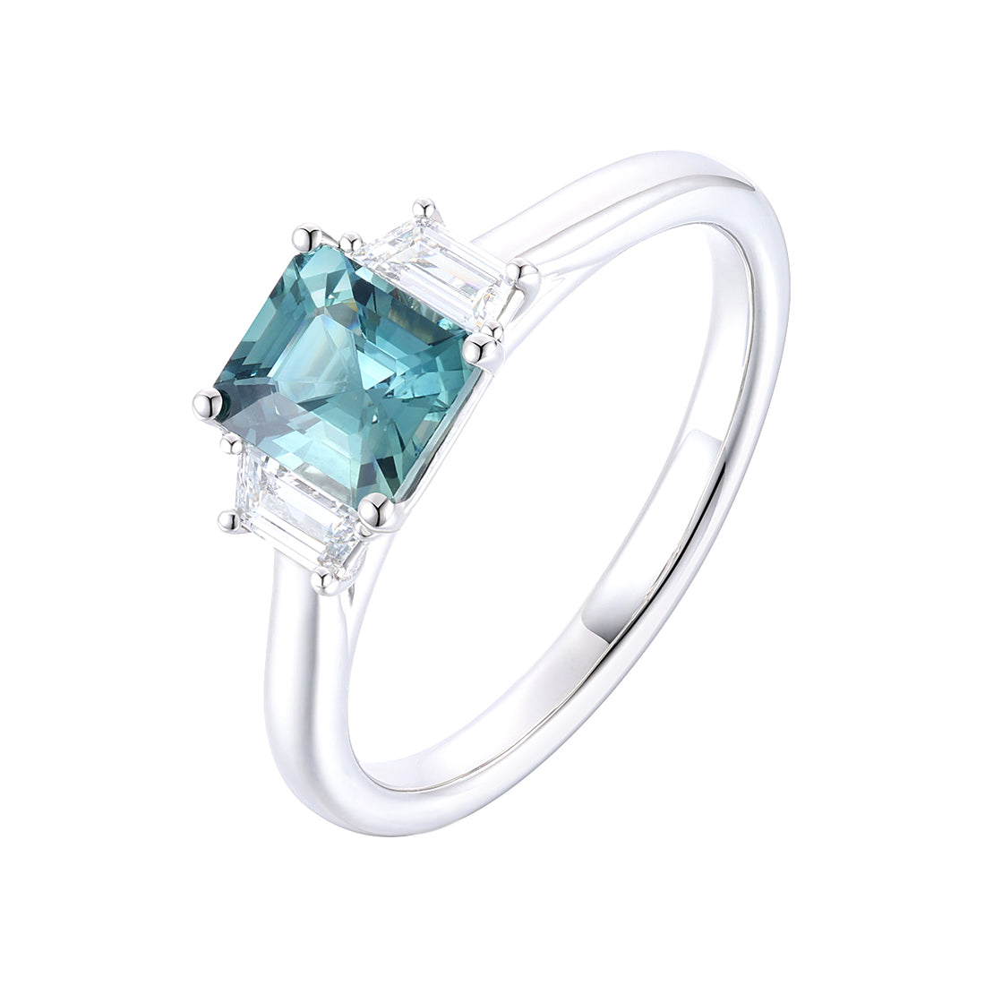 Green Sapphire and Diamond Ring