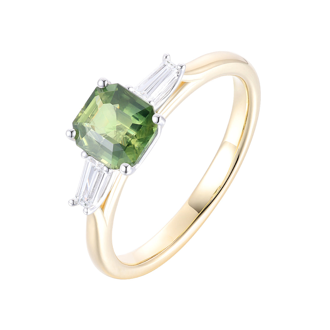 Green Sapphire and Diamond Ring