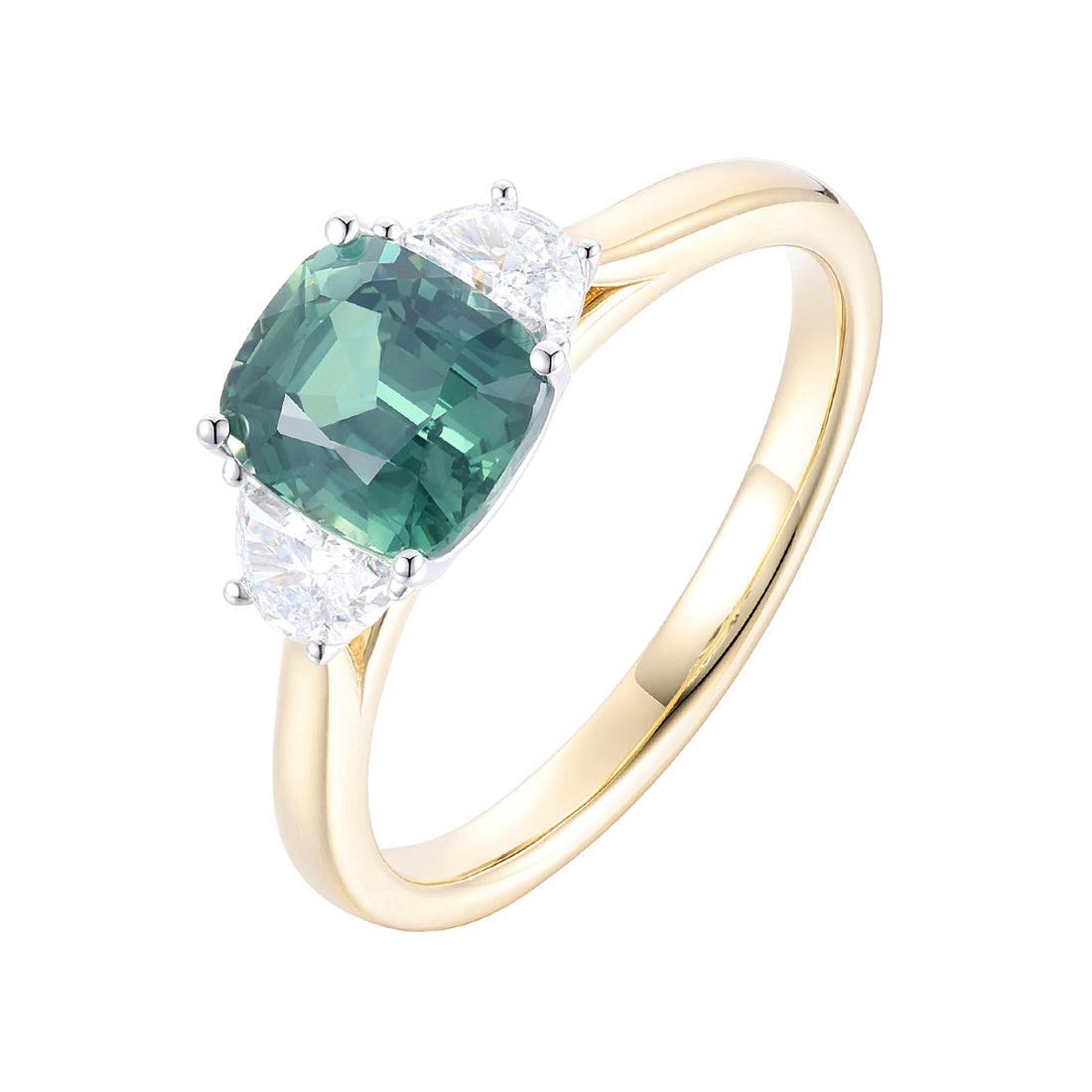 Green Sapphire and Diamond Ring