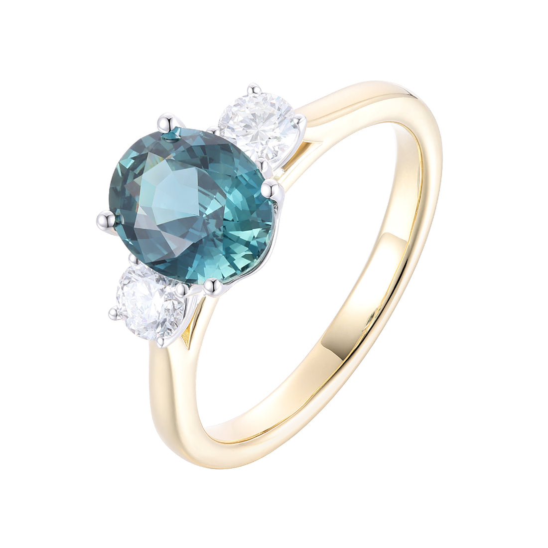 Green Sapphire and Diamond Ring