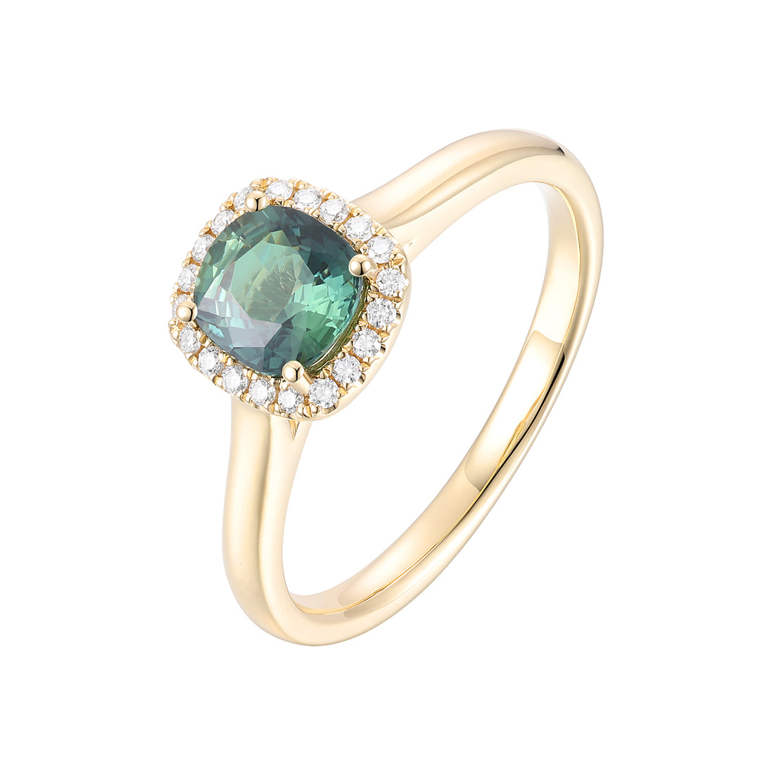 Green Sapphire and Diamond Ring