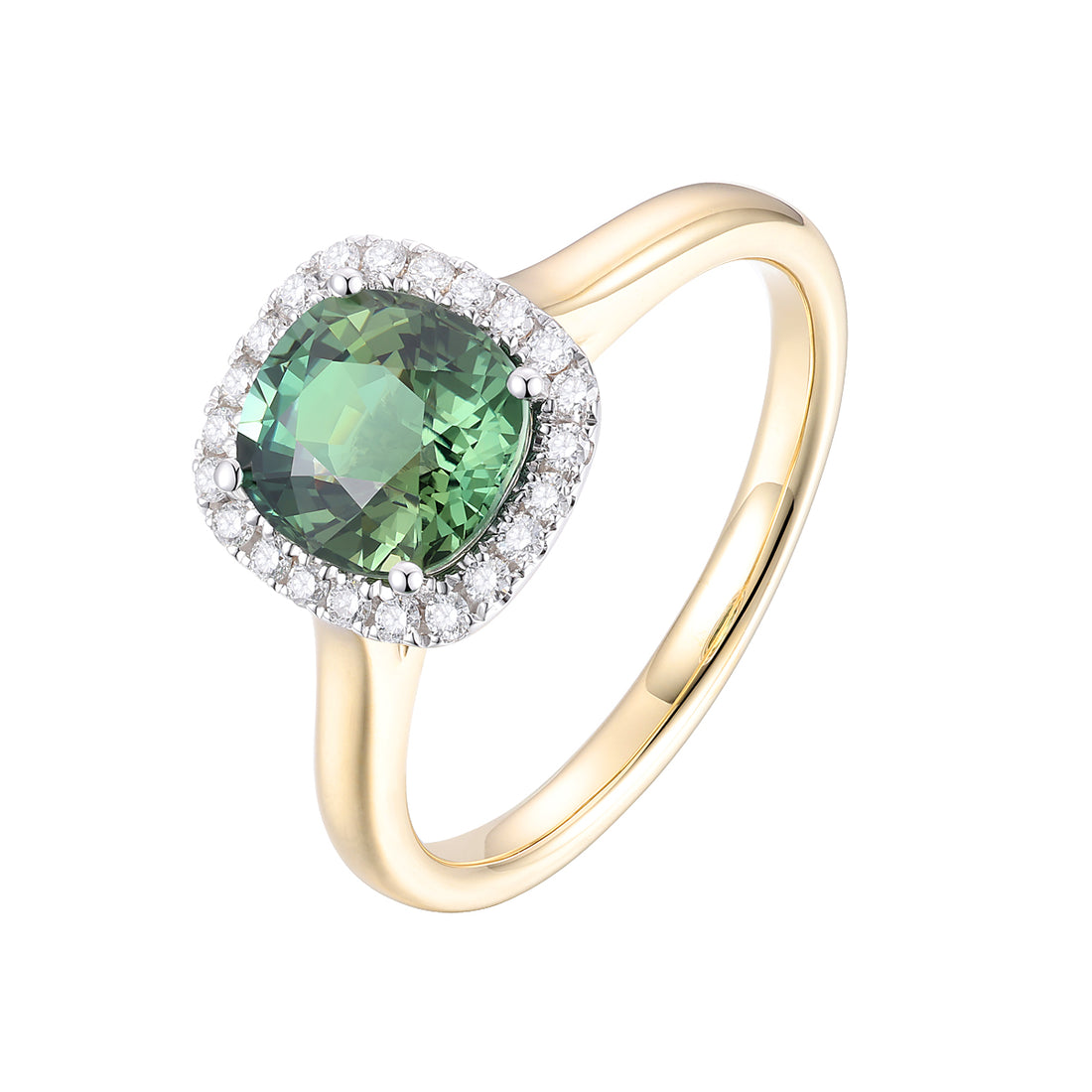 Green Sapphire and Diamond Ring