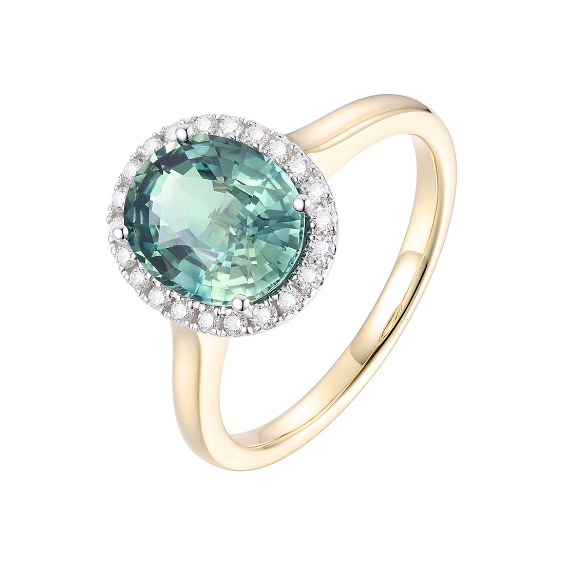 Green Sapphire and Diamond Ring