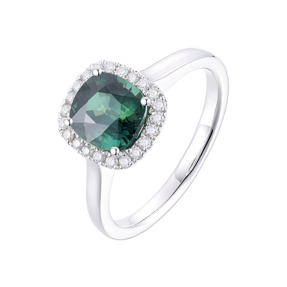 Green Sapphire and Diamond Ring
