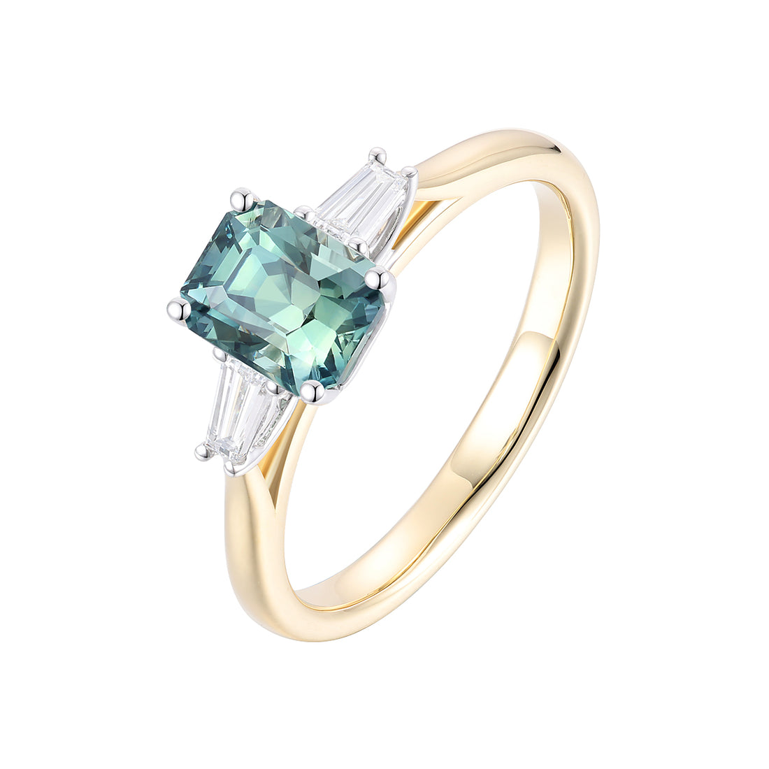 Green Sapphire and Diamond Ring