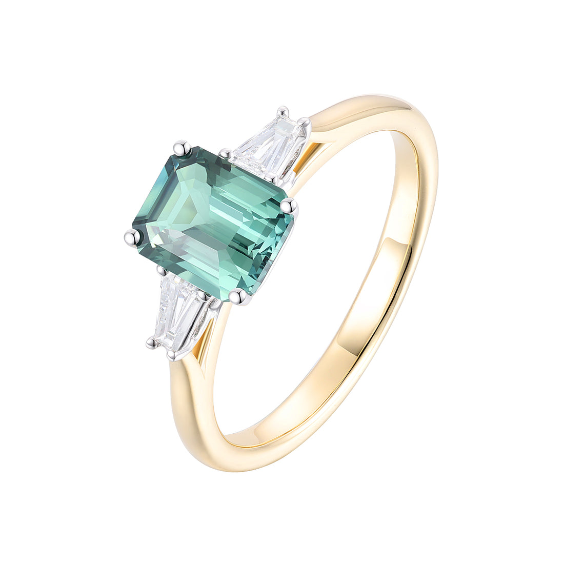 Green Sapphire and Diamond Ring