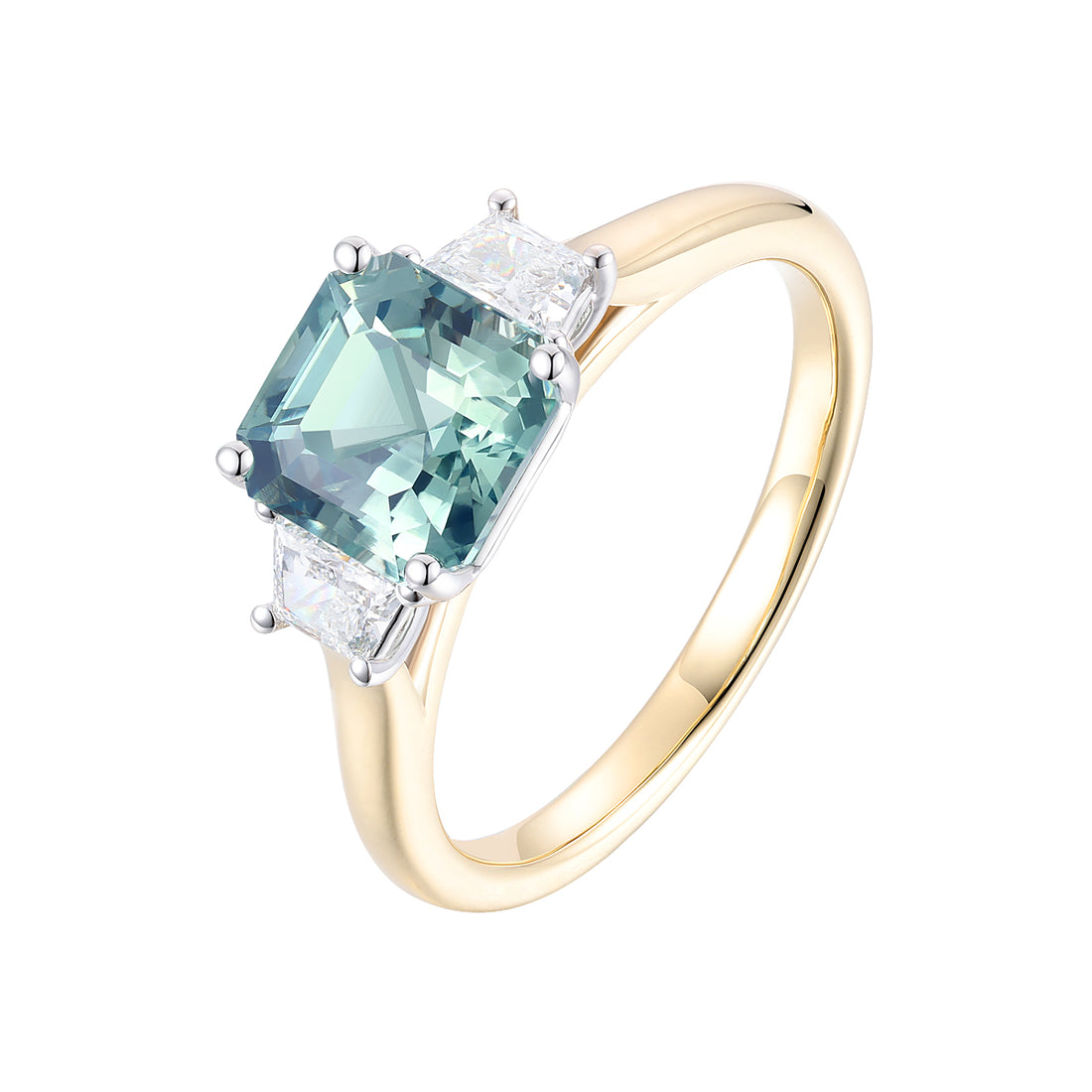 Green Sapphire and Diamond Ring