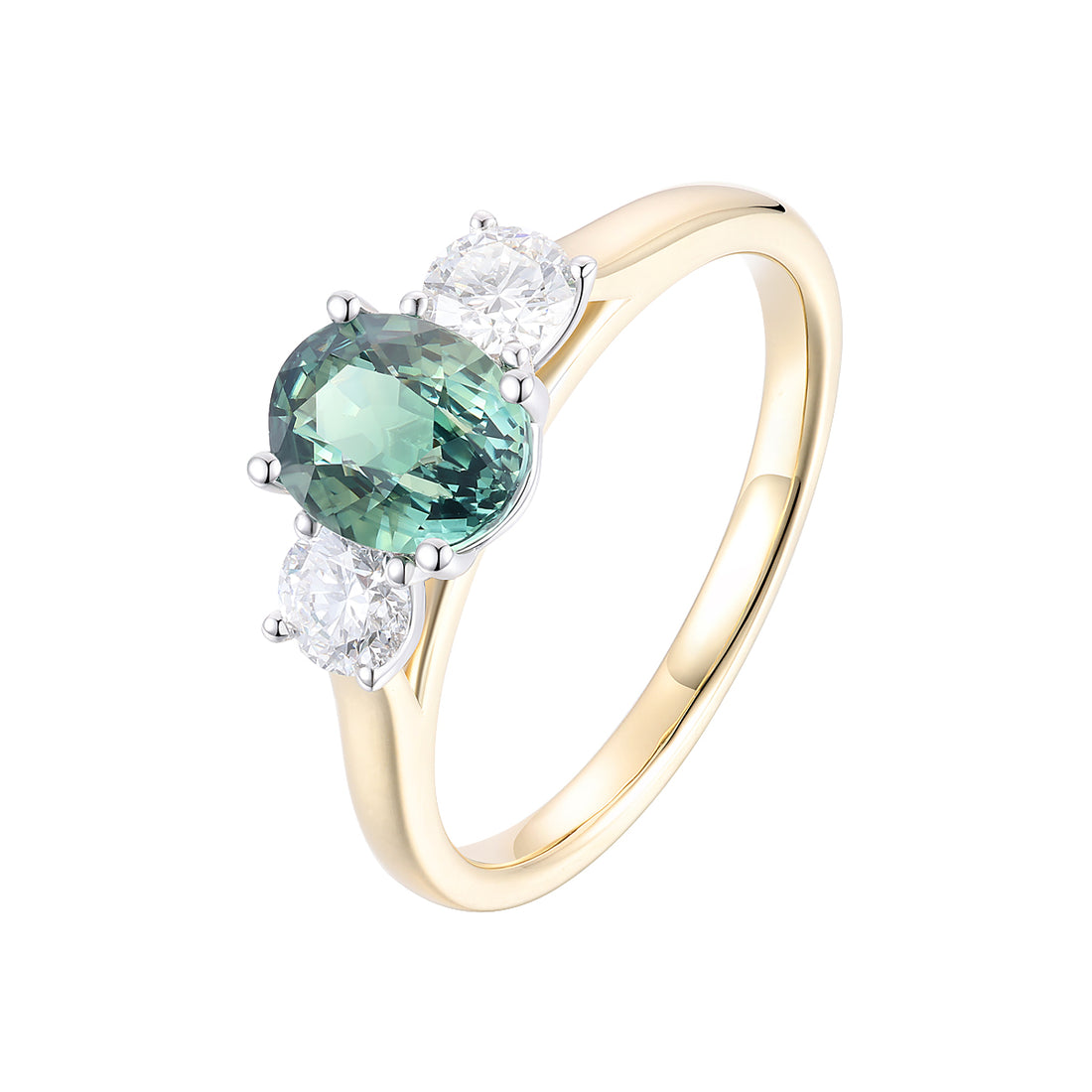 Green Sapphire and Diamond Ring
