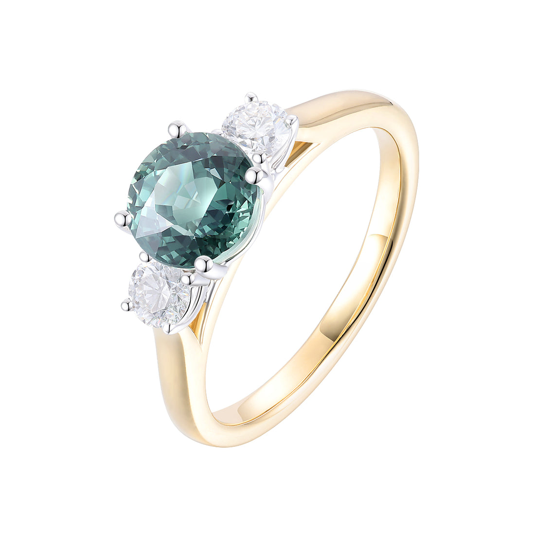 Green Sapphire and Diamond Ring