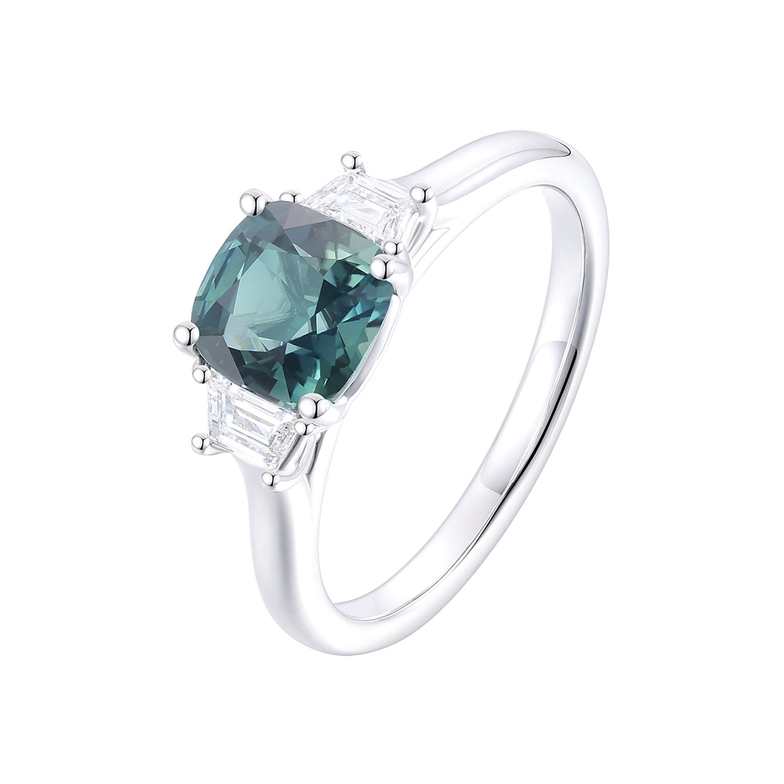 Green Sapphire and Diamond Ring