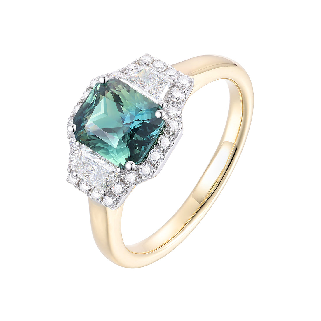Green Sapphire and Diamond Ring