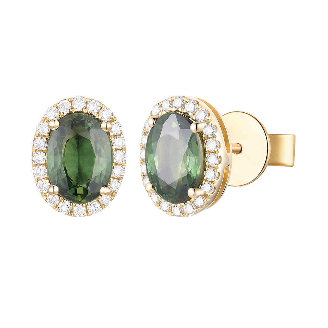 Green Sapphire and Diamond Earrings