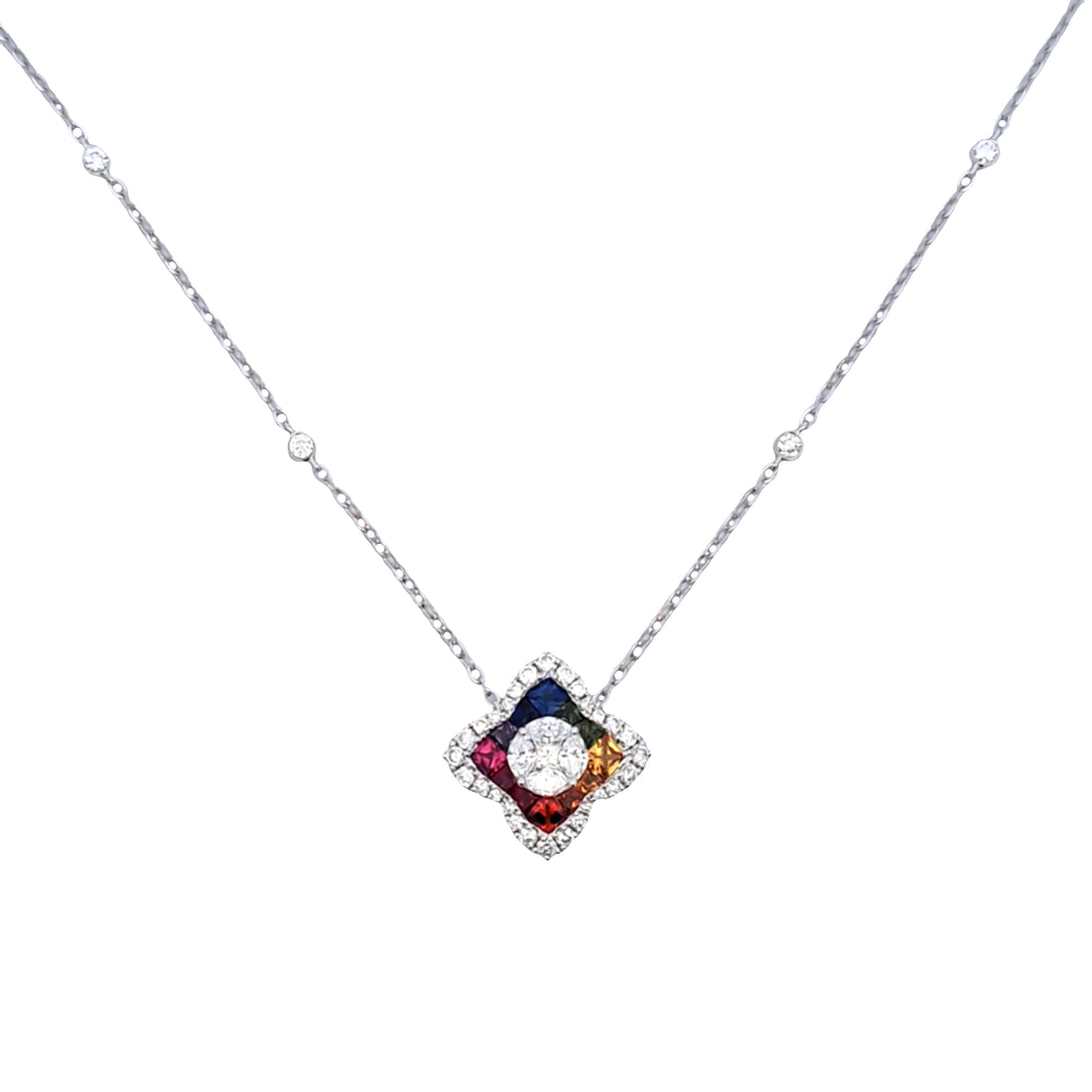Fancy Sapphire and Diamond Necklace